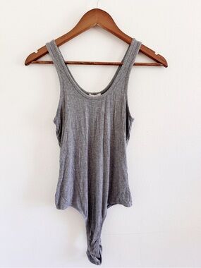 Bozzolo Heather Gray Ribbed Tank Bodysuit medium